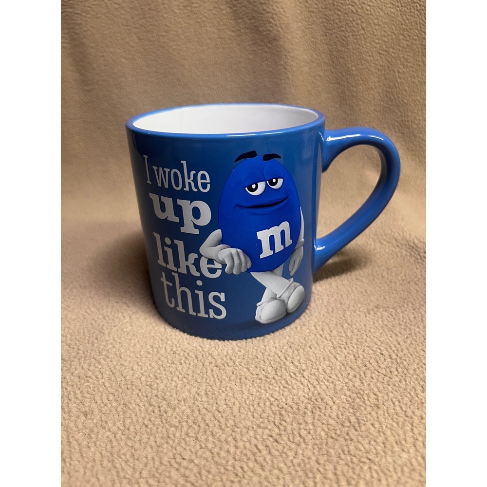 Mars M&M's Blue Ceramic Coffee Mug I Woke Up Like This Frankford Candy 2023